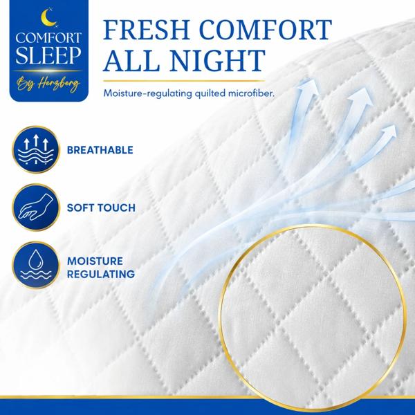 Memory foam pillow 50x70 cm, medium firm, breathable quilted microfibre, adapts to head & neck, for side, back & stomach sleepers