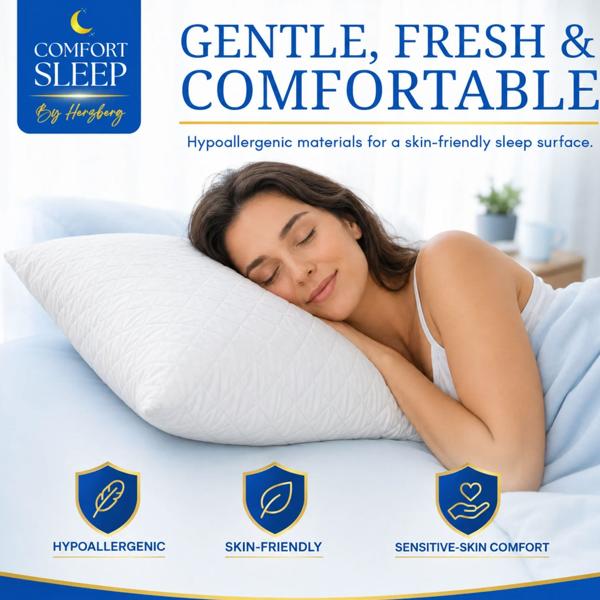 Memory foam pillow 50x70 cm, medium firm, breathable quilted microfibre, adapts to head & neck, for side, back & stomach sleepers