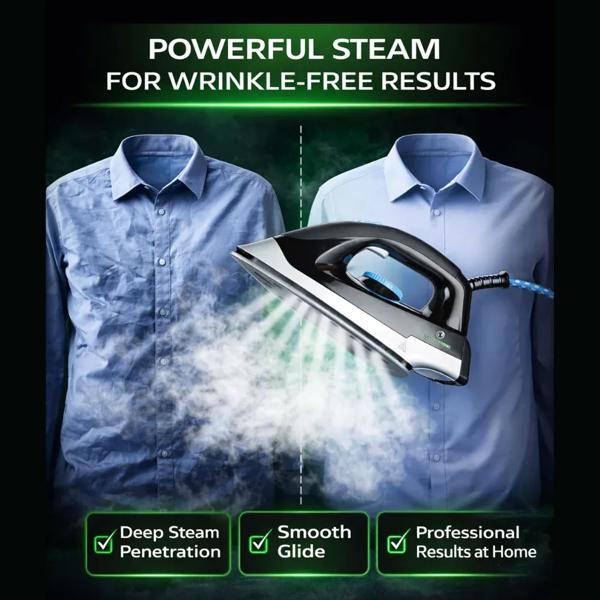 Force Titanium steam iron with steam station 2400 W, 5 bar, 120 g/min steam, vertical steam, anti-drip, anti-scale & self-clean