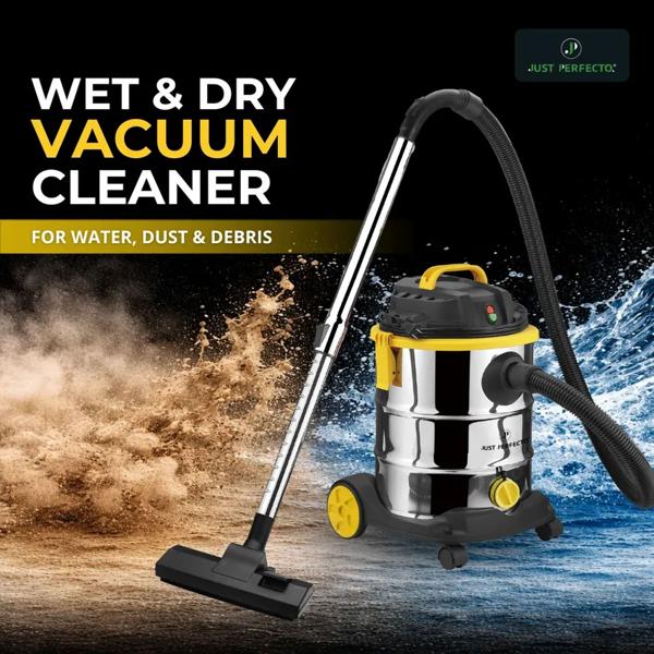 Pro wet and dry vacuum cleaner, 1200 W, 25 L stainless steel tank, HEPA filter, blowing function, telescopic tube, for home, garage & workshop