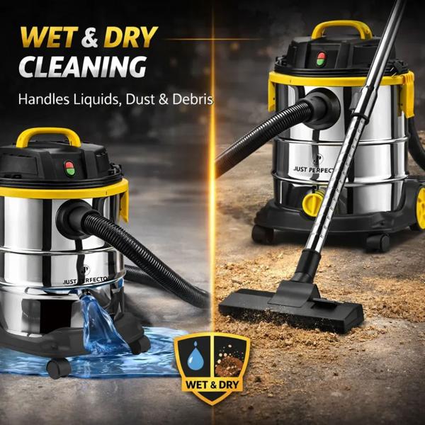 Pro wet and dry vacuum cleaner, 1200 W, 25 L stainless steel tank, HEPA filter, blowing function, telescopic tube, for home, garage & workshop