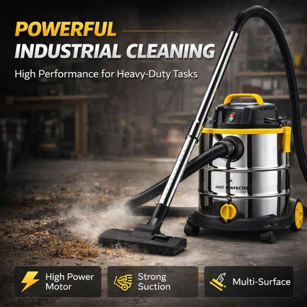 Pro wet and dry vacuum cleaner, 1200 W, 25 L stainless steel tank, HEPA filter, blowing function, telescopic tube, for home, garage & workshop