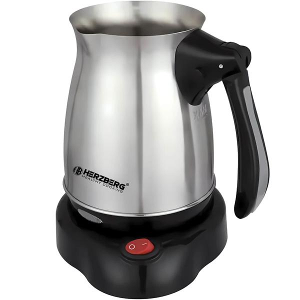 Elektrische türkische Kaffeemaschine 600 W, 0,5 L Mokkakanne aus Edelstahl, 360° Sockel, klappbarer Griff, Abschaltautomatik, Cezve elektrisch