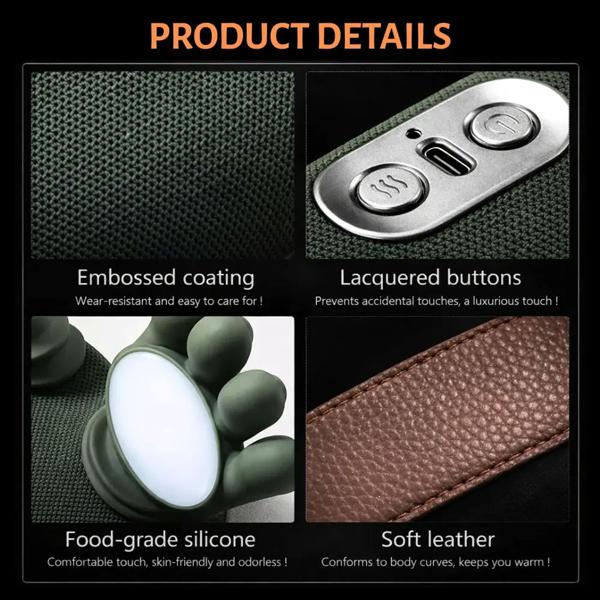 Shiatsu neck massager with hand-shaped massage heads, cordless, heat function 40–45 °C, 3 levels, battery, for neck, shoulders & back