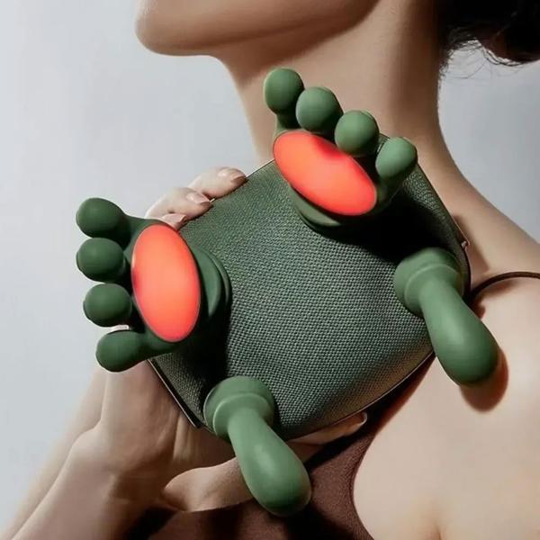Shiatsu Nackenmassagegerät mit handförmigen Massageköpfen, kabellos, Wärmefunktion 40-45 °C, 3 Stufen, Akku, für Nacken, Schultern & Rücken