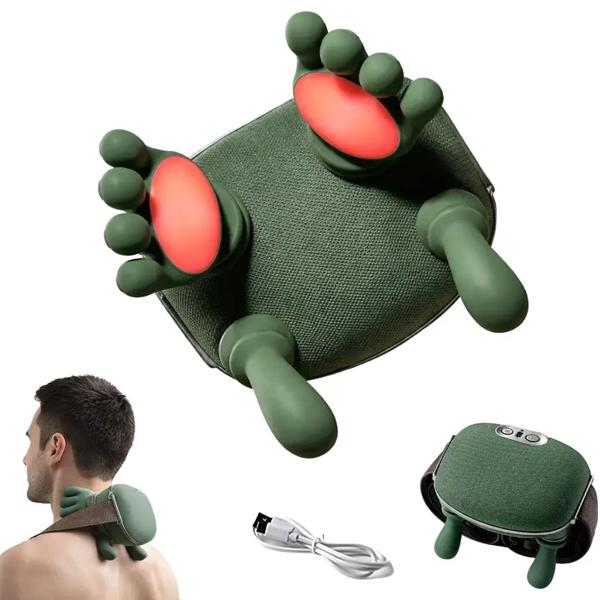 Shiatsu Nackenmassagegerät mit handförmigen Massageköpfen, kabellos, Wärmefunktion 40-45 °C, 3 Stufen, Akku, für Nacken, Schultern & Rücken