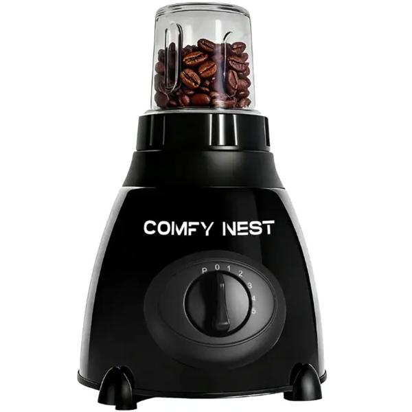Glass stand blender with grinder, 800 W, 1.5 L jug & 0.4 L grinder cup, 5 speeds, pulse function, ice crusher, stainless steel housing, black