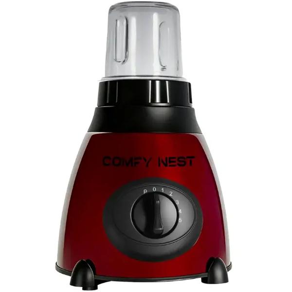 2-in-1 blender with 1.5 L glass jug and 0.4 L grinder, 800 W, 5 speeds & pulse function, crushes ice, spice & coffee grinder, stainless steel, red