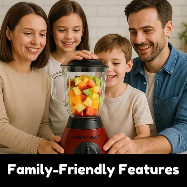 2-in-1 blender with 1.5 L glass jug and 0.4 L grinder, 800 W, 5 speeds & pulse function, crushes ice, spice & coffee grinder, stainless steel, red