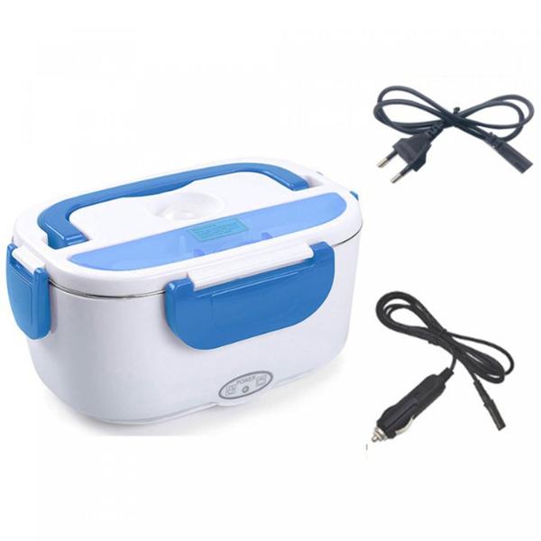 Electric lunch box 1.5 L with 2 compartments & stainless-steel insert, 3‑in‑1 for socket, 12 V car & 24 V truck, portable food warmer with bag