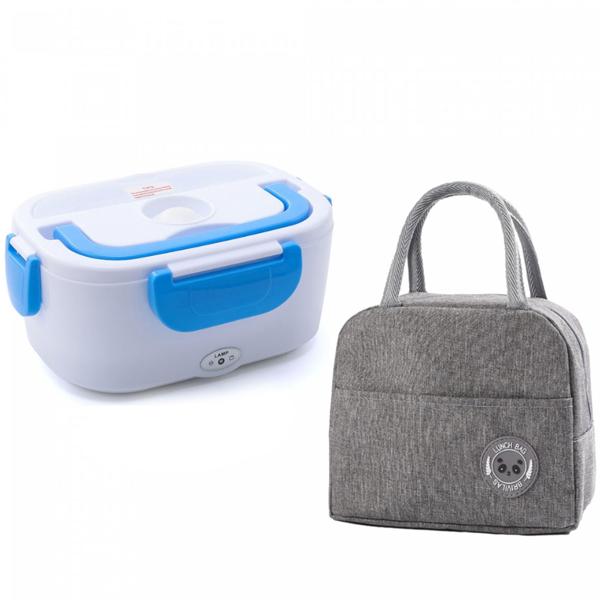 Electric lunch box 1.5 L with 2 compartments & stainless-steel insert, 3‑in‑1 for socket, 12 V car & 24 V truck, portable food warmer with bag