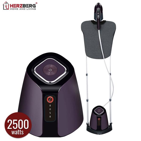 Défroisseur vapeur avec station de repassage flexible 2500 W, table à repasser rotative, mât télescopique, réservoir d’eau 1,2 L, semelle céramique, 7 niveaux de température, 3 niveaux de vapeur