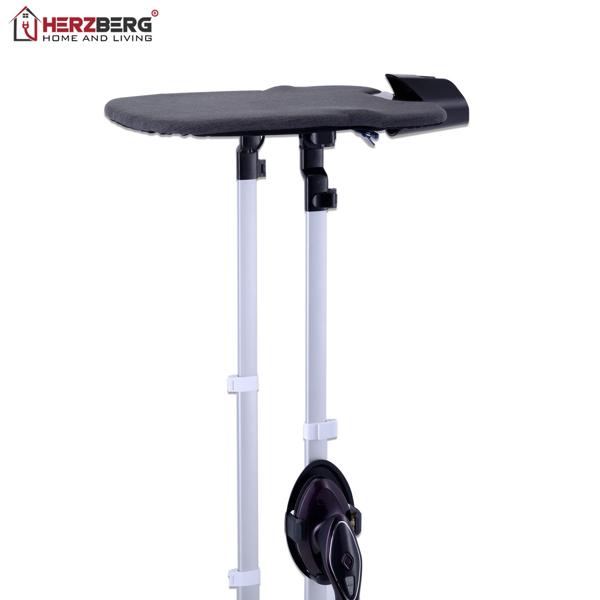 Défroisseur vapeur avec station de repassage flexible 2500 W, table à repasser rotative, mât télescopique, réservoir d’eau 1,2 L, semelle céramique, 7 niveaux de température, 3 niveaux de vapeur