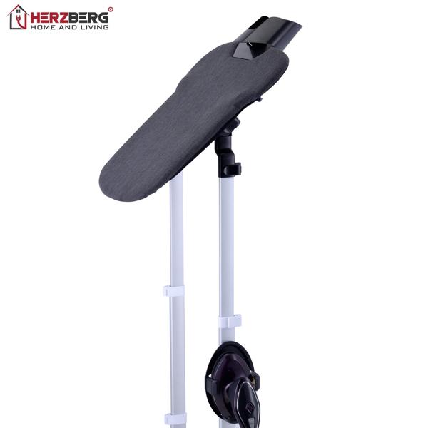Défroisseur vapeur avec station de repassage flexible 2500 W, table à repasser rotative, mât télescopique, réservoir d’eau 1,2 L, semelle céramique, 7 niveaux de température, 3 niveaux de vapeur