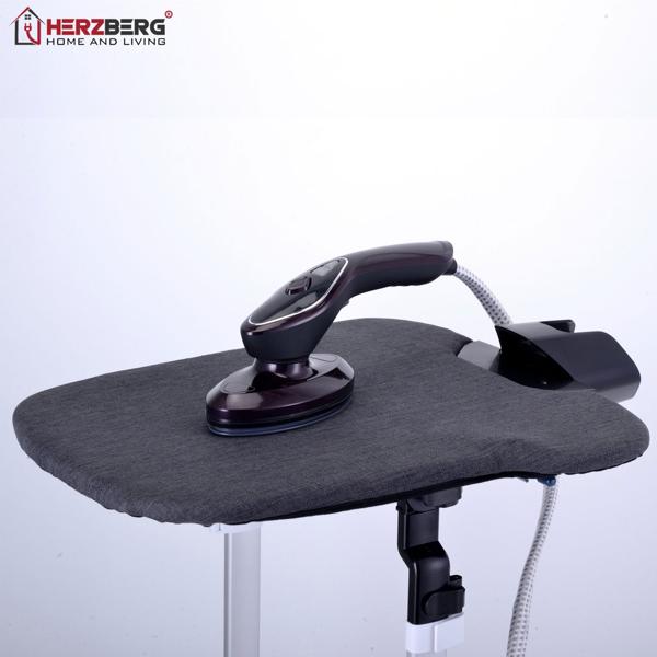 Défroisseur vapeur avec station de repassage flexible 2500 W, table à repasser rotative, mât télescopique, réservoir d’eau 1,2 L, semelle céramique, 7 niveaux de température, 3 niveaux de vapeur