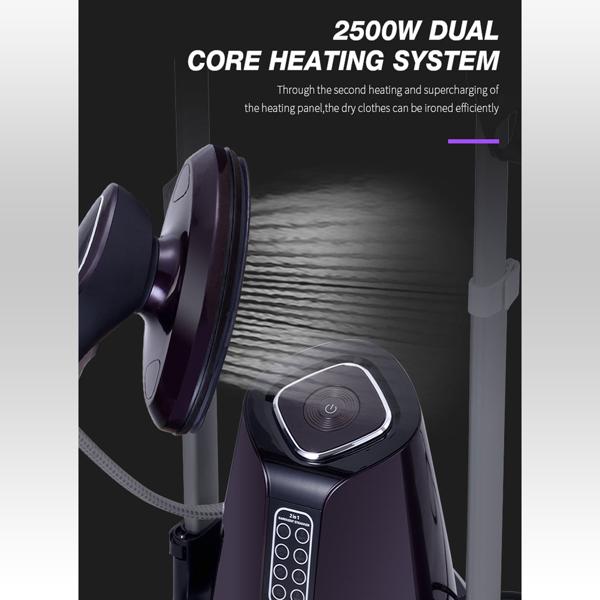 Garment steamer with flexible ironing station 2500 W, rotating ironing board, telescopic pole, 1.2 L water tank, ceramic soleplate, 7 temperature levels, 3 steam levels