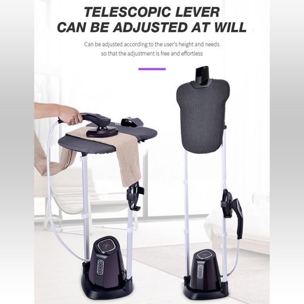 Garment steamer with flexible ironing station 2500 W, rotating ironing board, telescopic pole, 1.2 L water tank, ceramic soleplate, 7 temperature levels, 3 steam levels