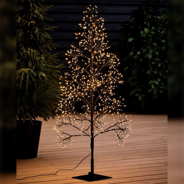 Albero luminoso decorativo 120 cm con 850 LED: albero di Natale scintillante in bianco caldo dorato con timer & IP44 per giardino, balcone e interni