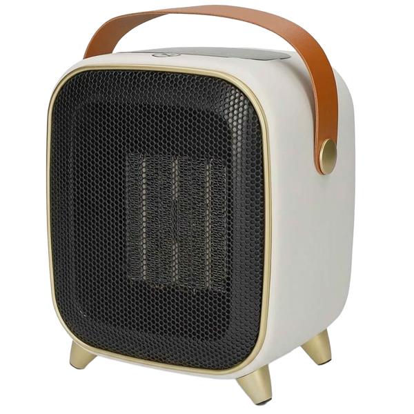 Chauffage soufflant céramique 1200 W au design rétro, chauffage PTC silencieux avec thermostat, minuteur, écran LED et mode ventilation pour des pièces jusqu’à 12 m²
