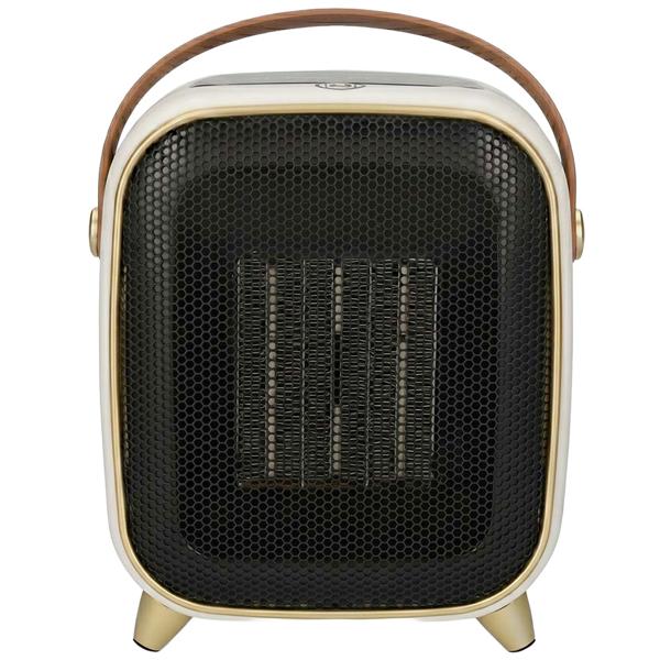 Chauffage soufflant céramique 1200 W au design rétro, chauffage PTC silencieux avec thermostat, minuteur, écran LED et mode ventilation pour des pièces jusqu’à 12 m²