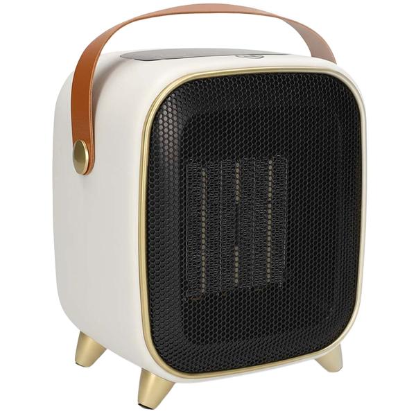 Chauffage soufflant céramique 1200 W au design rétro, chauffage PTC silencieux avec thermostat, minuteur, écran LED et mode ventilation pour des pièces jusqu’à 12 m²