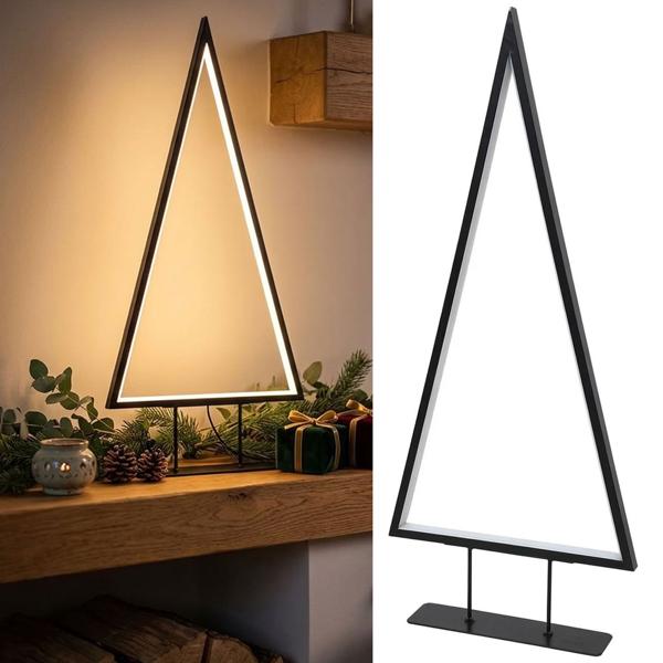 Moderne LED Deko Tannenbaum-Leuchte in Schwarz mit warmweissem Licht, 120 LEDs, elegante Tischleuchte für Weihnachten & Fensterbank