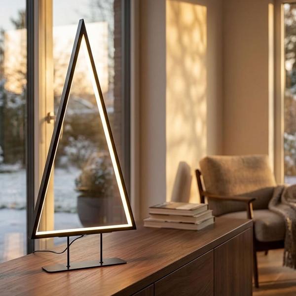 Moderne LED Deko Tannenbaum-Leuchte in Schwarz mit warmweissem Licht, 120 LEDs, elegante Tischleuchte für Weihnachten & Fensterbank