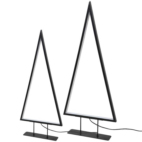 Set de 2 lampes décoratives sapin de Noël LED noir mat au design moderne, lumière blanc chaud, 120 & 177 LED, élégantes lampes de table pour rebord de fenêtre