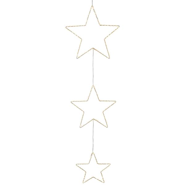 Elegante 3 LED Sterne zum Aufhängen, 180 warmweisse Lichter, Batterie mit Timer, Deko für Fenster & Weihnachten, weiss