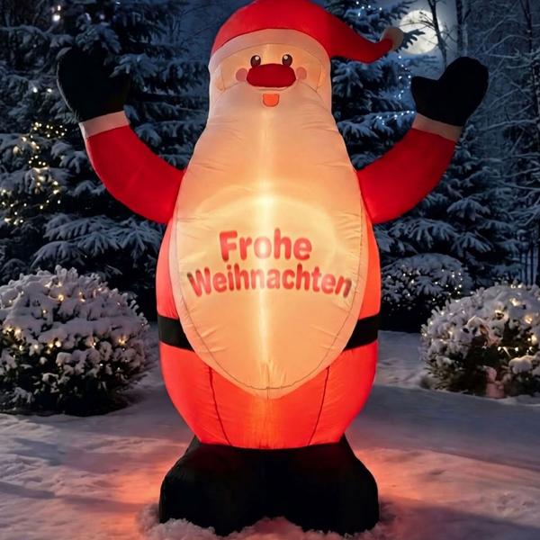 Inflatable Santa Claus with LED 200 cm, built-in fan, Merry Christmas lettering, IP44, Saint Nicholas outdoor decor