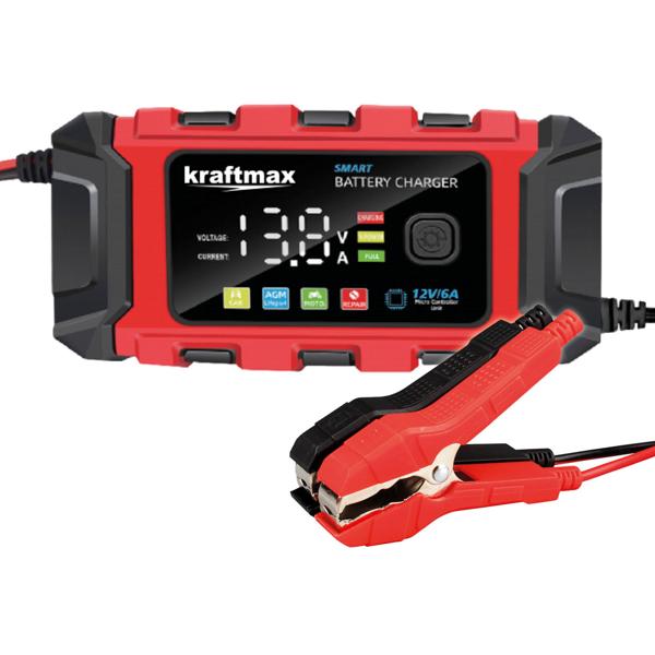 12V Car Battery Charger Fully Automatic – Smart 6A Battery Charger with LCD Display for AGM Gel Lead-Acid LiFePO4 Car Motorbike