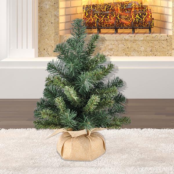 Artificial Christmas tree 40 cm, mini tree in jute‑look sack, small undecorated Christmas tree for table decor, windowsill & Advent, green