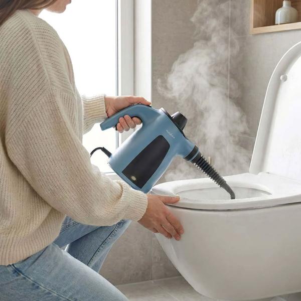 Handdampfreiniger 1050 W mit 10 Zubehörteilen, Dampfreiniger mit 3,5 bar und 0,35 l Wassertank für Küche, Bad, Fenster, Polster und Fugen, 4 m Kabel