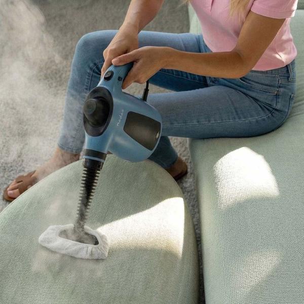 Handdampfreiniger 1050 W mit 10 Zubehörteilen, Dampfreiniger mit 3,5 bar und 0,35 l Wassertank für Küche, Bad, Fenster, Polster und Fugen, 4 m Kabel