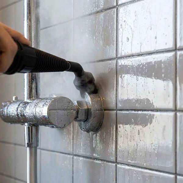 Handdampfreiniger 1050 W mit 10 Zubehörteilen, Dampfreiniger mit 3,5 bar und 0,35 l Wassertank für Küche, Bad, Fenster, Polster und Fugen, 4 m Kabel