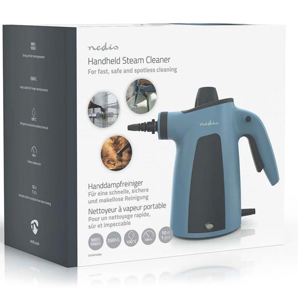 Handdampfreiniger 1050 W mit 10 Zubehörteilen, Dampfreiniger mit 3,5 bar und 0,35 l Wassertank für Küche, Bad, Fenster, Polster und Fugen, 4 m Kabel