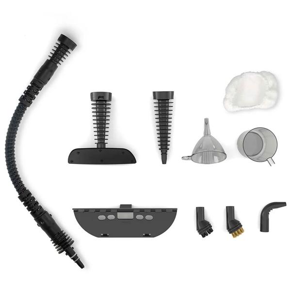 Handdampfreiniger 1050 W mit 10 Zubehörteilen, Dampfreiniger mit 3,5 bar und 0,35 l Wassertank für Küche, Bad, Fenster, Polster und Fugen, 4 m Kabel