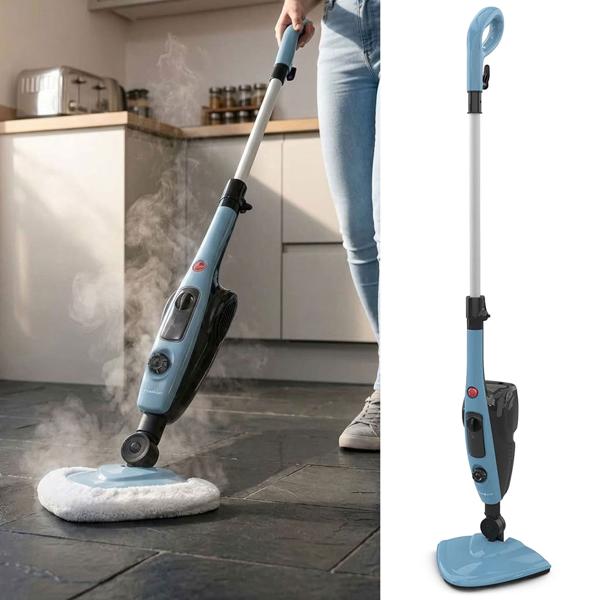 Dampfreiniger Dampfmopp 1500 W mit Zubehörset, Dampfbesen mit 550 ml Wassertank, 110 °C Dampf, schwenkbarem Dreieckskopf und 5 m Kabel für alle Böden