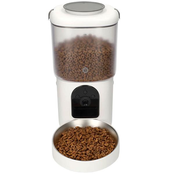 Futterautomat für Katzen und Hunde mit Kamera und App, WLAN Futterspender 4,5 l mit 2K Live-Video, Zwei-Wege-Audio, Portionierung und Edelstahlnapf