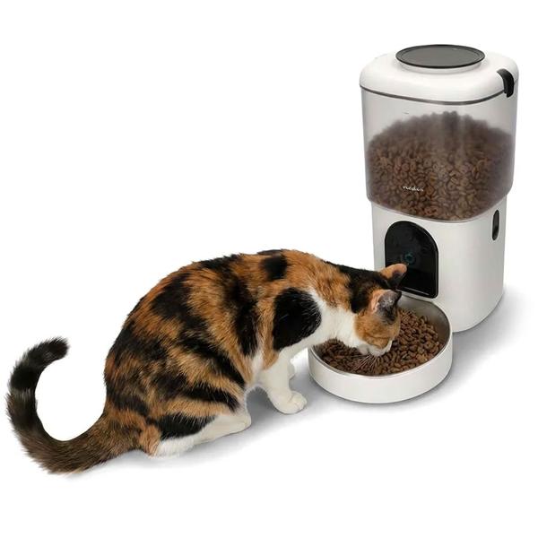 Futterautomat für Katzen und Hunde mit Kamera und App, WLAN Futterspender 4,5 l mit 2K Live-Video, Zwei-Wege-Audio, Portionierung und Edelstahlnapf
