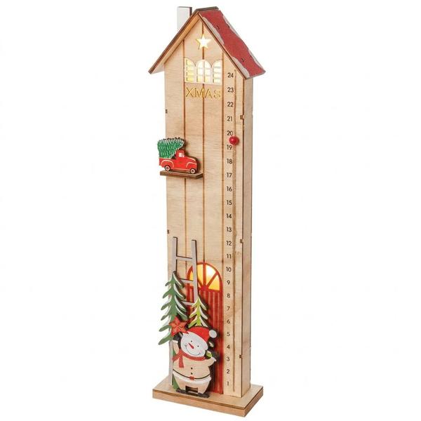 Set maison calendrier de l’Avent LED & arc lumineux LED : décoration de Noël élégante éclairée en blanc chaud avec minuterie & compte à rebours – idéal pour table & fenêtre