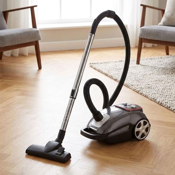 Bodenstaubsauger mit Beutel 850 W, Staubsauger mit waschbarem HEPA Filter und 3 l Beutelvolumen, Kombidüse, Teleskoprohr und 5 m Kabel, anthrazit bordeaux