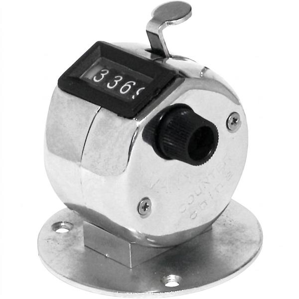 Compteur manuel mécanique avec socle, compteur de table 4 chiffres 0 à 9999, compteur de pièces et compteur à clic avec molette de remise à zéro, boîtier chromé