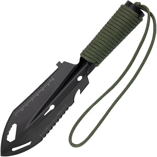 Pelle multifonction 10-en-1 en acier au carbone, pelle outdoor avec scie, tranchant et manche en paracorde, avec housse, pour camping et bushcraft