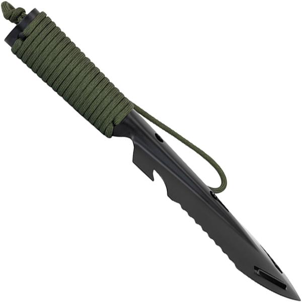 Pelle multifonction 10-en-1 en acier au carbone, pelle outdoor avec scie, tranchant et manche en paracorde, avec housse, pour camping et bushcraft