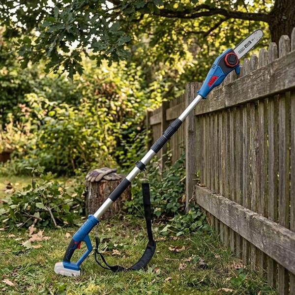 Akku Hochentaster 18V Teleskop Astsäge bis 2,49 m, Akku Kettensäge für Äste mit 24 cm Schwert, Kettenschmierung, Schnellspanner, ohne Akku