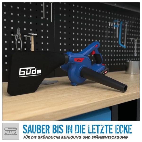 Akku Bläser und Sauger 18V kompakt, Akku Gebläse und Handsauger 2 in 1 mit 3 Stufen und Schmutzfangsack für Werkstatt, ohne Akku und Ladegerät