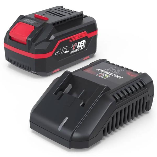 Akku und Ladegerät Set 18V, Starter Kit mit 4,0 Ah Akku und 3 A Schnellladegerät, Ersatzakku 72 Wh für Akku Gartengeräte und Akkuwerkzeug