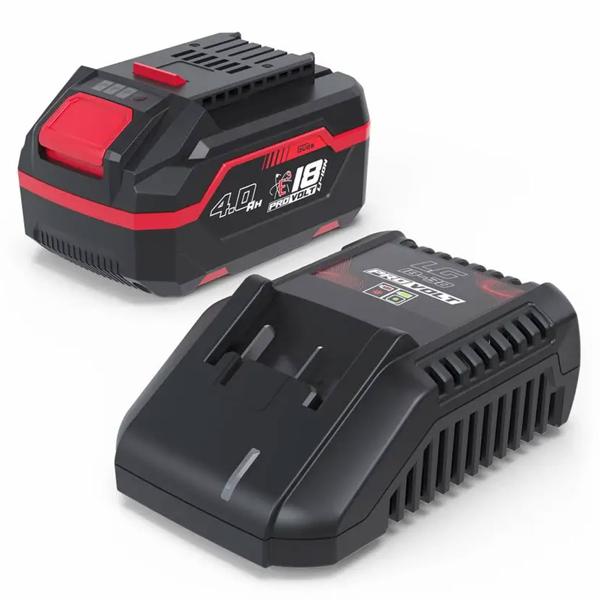 Akku und Ladegerät Set 18V, Starter Kit mit 4,0 Ah Akku und 3 A Schnellladegerät, Ersatzakku 72 Wh für Akku Gartengeräte und Akkuwerkzeug