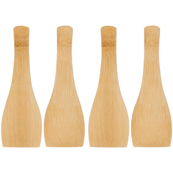 4er Set Raclette Spatel, 13,5 x 4 cm, Raclettespachtel aus Bambus, schonender Holzschaber für beschichtete Raclette Pfännchen und Grillplatten